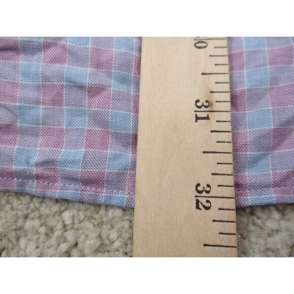 Peter Millar Shirt Adult Extra Large XL Pink Blue Check Cotton Button Up Mens * - Picture 10 of 11